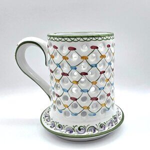 Hand Painted Taper Candle Holder R.C. & Cal Juncal Porto da Mos Ceramic Portugal